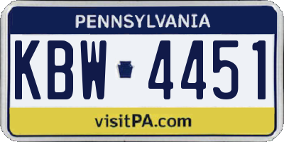 PA license plate KBW4451