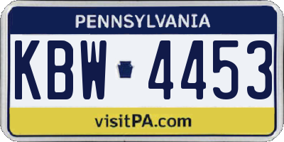 PA license plate KBW4453