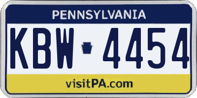 PA license plate KBW4454