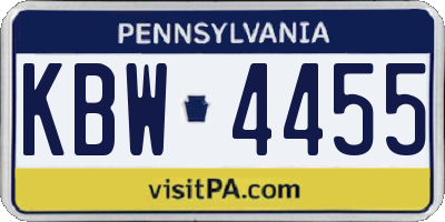 PA license plate KBW4455