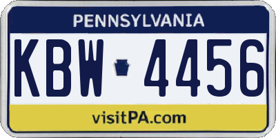 PA license plate KBW4456