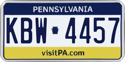 PA license plate KBW4457