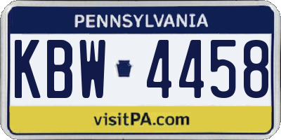 PA license plate KBW4458