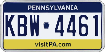 PA license plate KBW4461