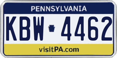 PA license plate KBW4462