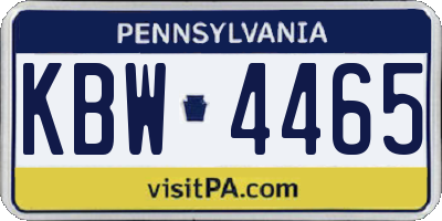 PA license plate KBW4465