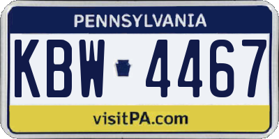PA license plate KBW4467