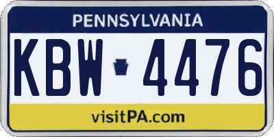 PA license plate KBW4476