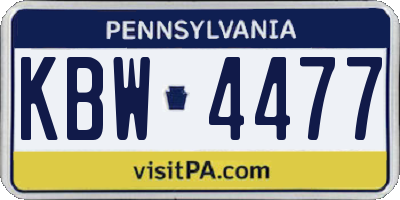 PA license plate KBW4477