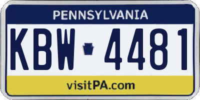PA license plate KBW4481