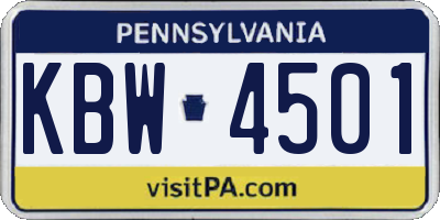 PA license plate KBW4501