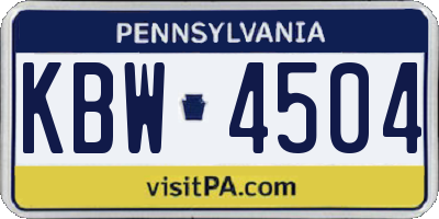 PA license plate KBW4504