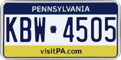 PA license plate KBW4505