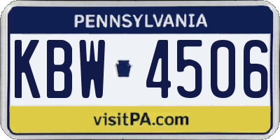 PA license plate KBW4506