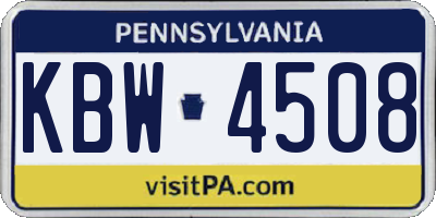 PA license plate KBW4508