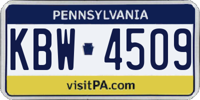 PA license plate KBW4509