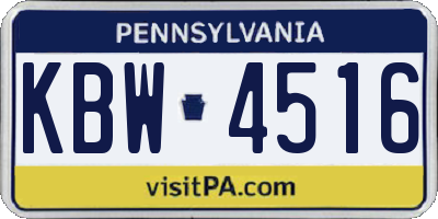 PA license plate KBW4516