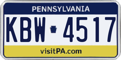 PA license plate KBW4517