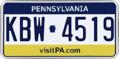 PA license plate KBW4519