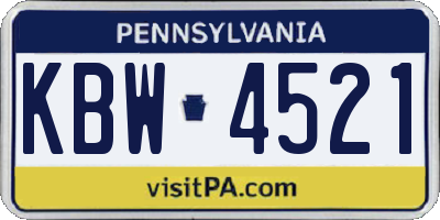 PA license plate KBW4521