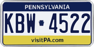 PA license plate KBW4522