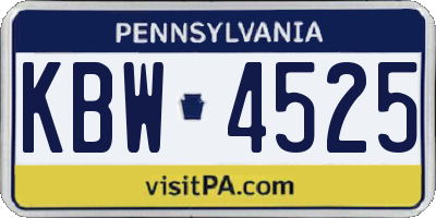 PA license plate KBW4525