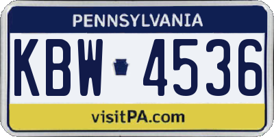 PA license plate KBW4536