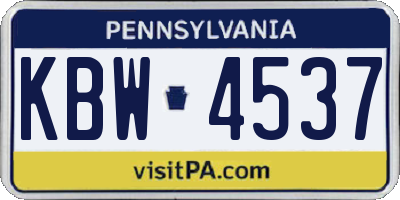 PA license plate KBW4537