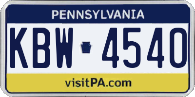 PA license plate KBW4540