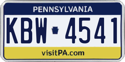 PA license plate KBW4541