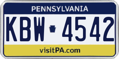 PA license plate KBW4542