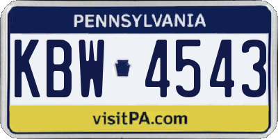 PA license plate KBW4543