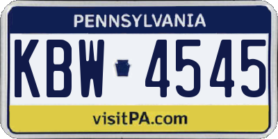 PA license plate KBW4545