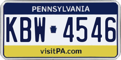 PA license plate KBW4546