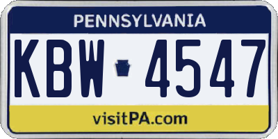 PA license plate KBW4547