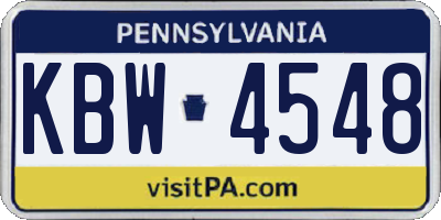 PA license plate KBW4548