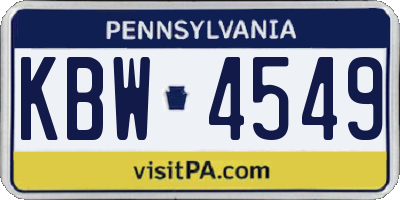 PA license plate KBW4549