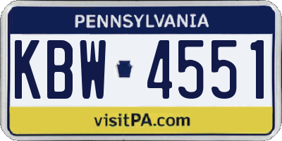 PA license plate KBW4551