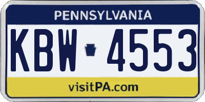 PA license plate KBW4553