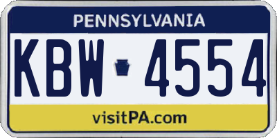 PA license plate KBW4554