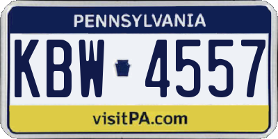 PA license plate KBW4557