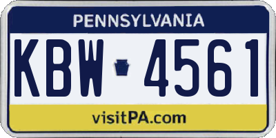 PA license plate KBW4561