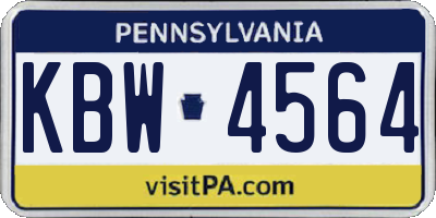PA license plate KBW4564