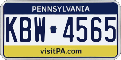 PA license plate KBW4565