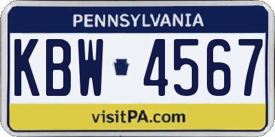 PA license plate KBW4567