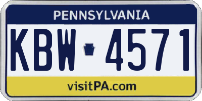 PA license plate KBW4571