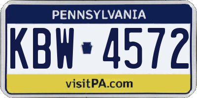 PA license plate KBW4572