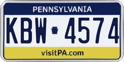 PA license plate KBW4574