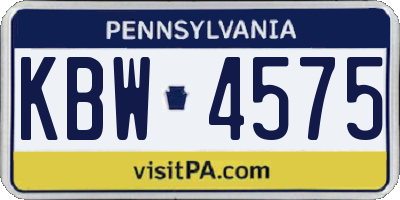 PA license plate KBW4575