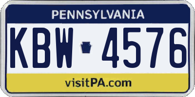 PA license plate KBW4576